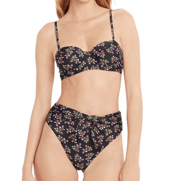 J. Crew Strappy Underwire Tie High Rise Bikini in Twilight Berry NWT